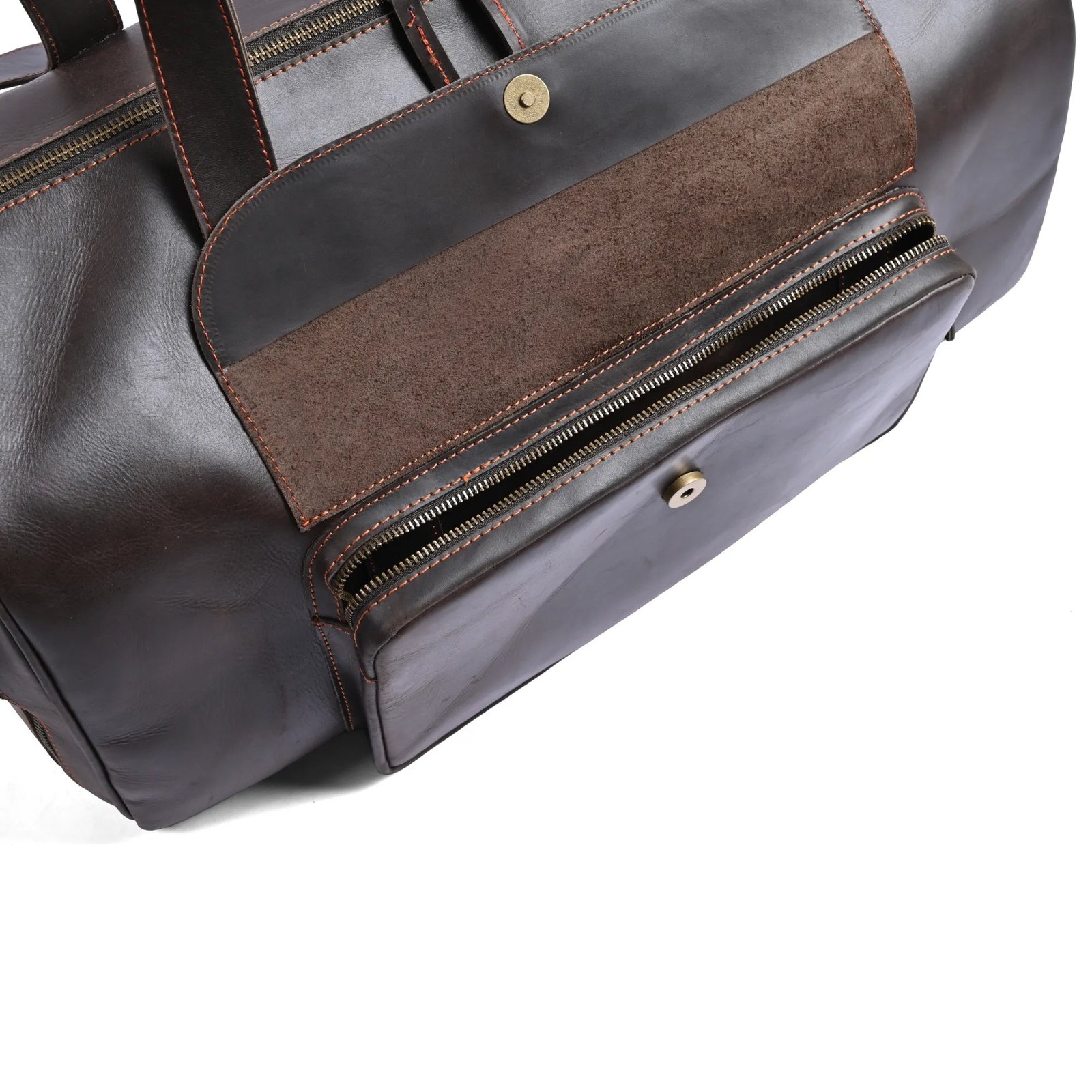 Mirlzar Choco Full-Grain Pull-Up Leather Duffel Bag - Image 11