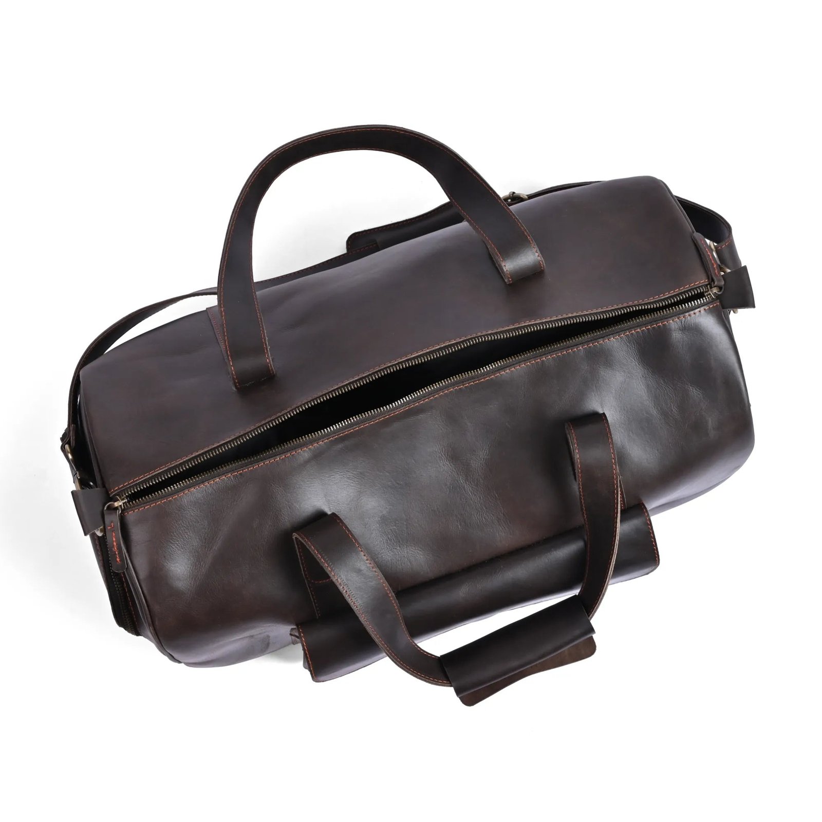 Mirlzar Choco Full-Grain Pull-Up Leather Duffel Bag - Image 12