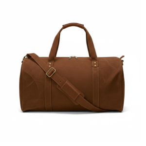 Dark Brown Leather Duffel Bag with Shoe Compartment