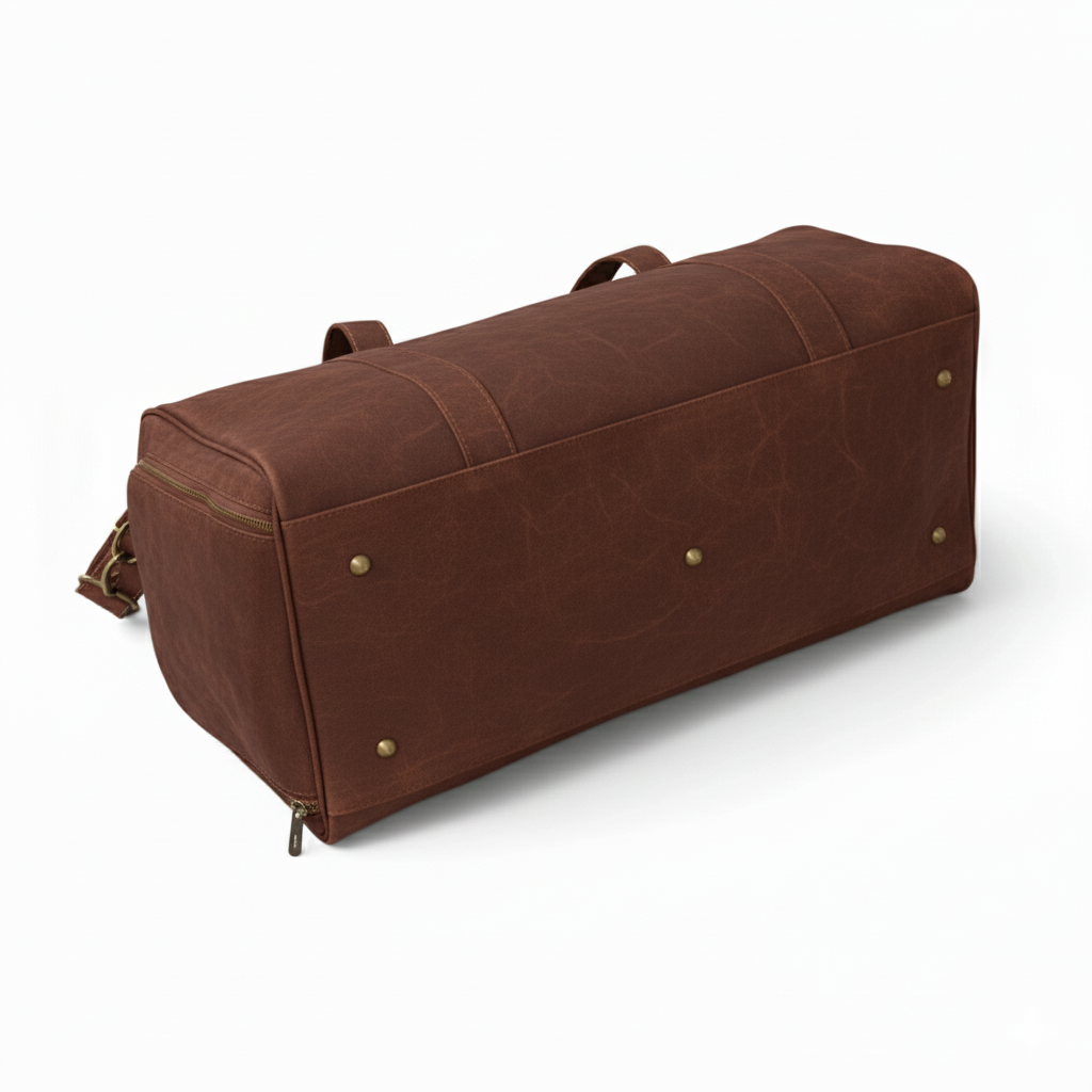Dark Brown Leather Duffel Bag with Shoe Compartment 5