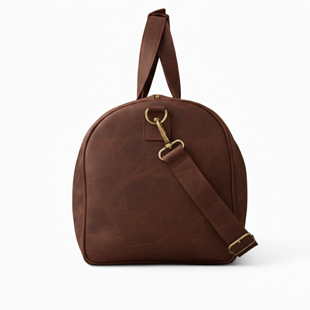 Dark Brown Leather Duffel Bag with Shoe Compartment 6
