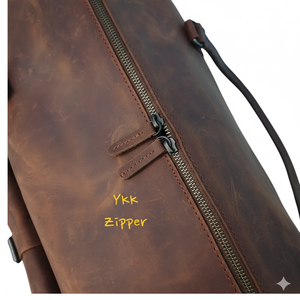 Dark Brown Leather Travel Duffel Bag 5