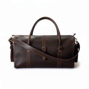 Dark Brown Leather Travel & Weekender Duffel Bag 1