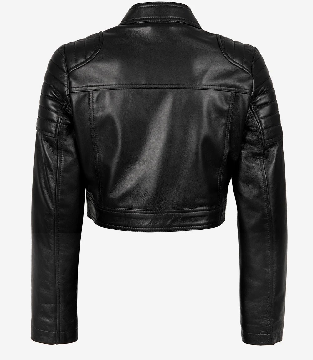 Edna Women’s Black Cropped Leather Jacket – Modern Short Body Fit 1