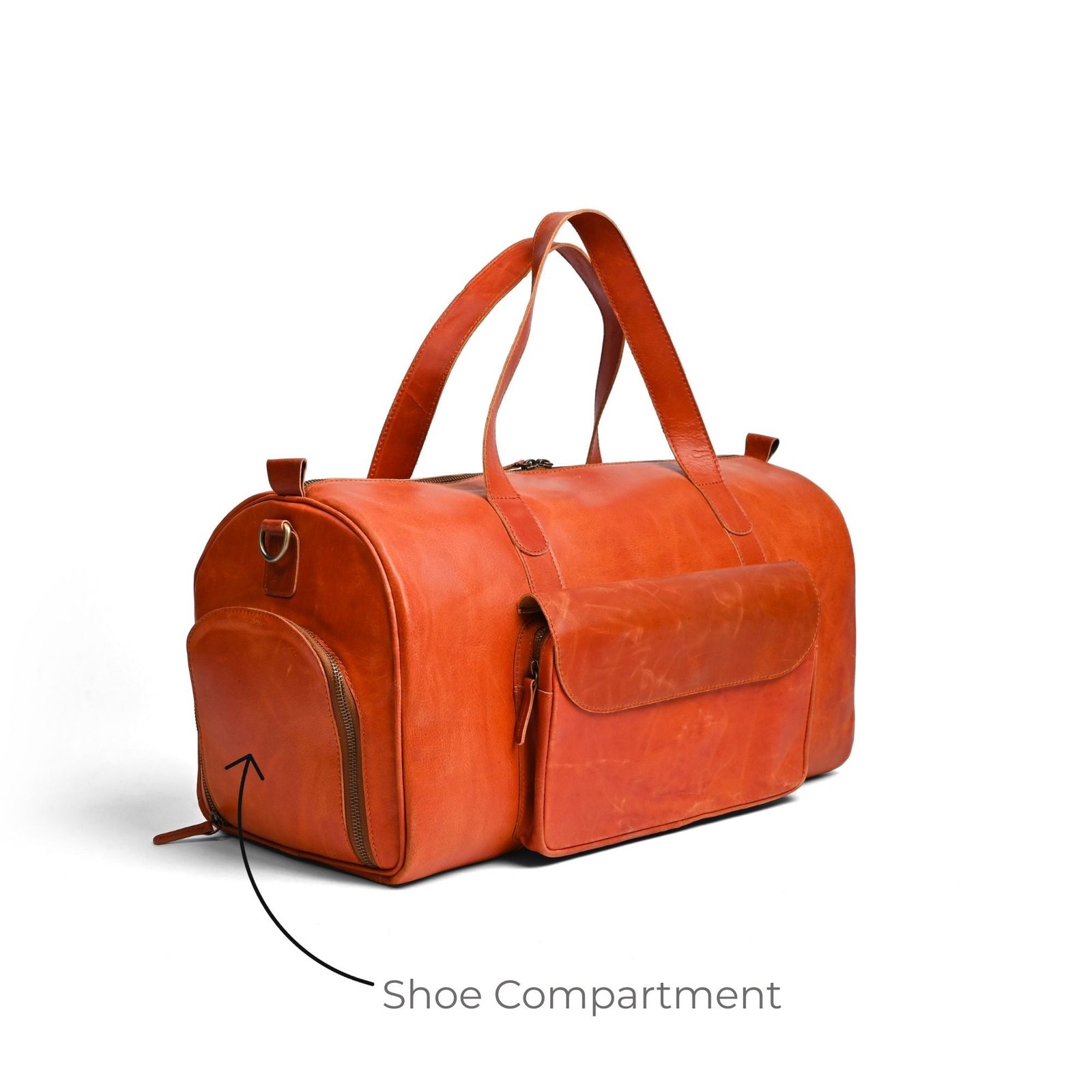 Mirlzar Shangrila Tan Full-Grain Pull-Up Leather Duffel Bag - Image 5