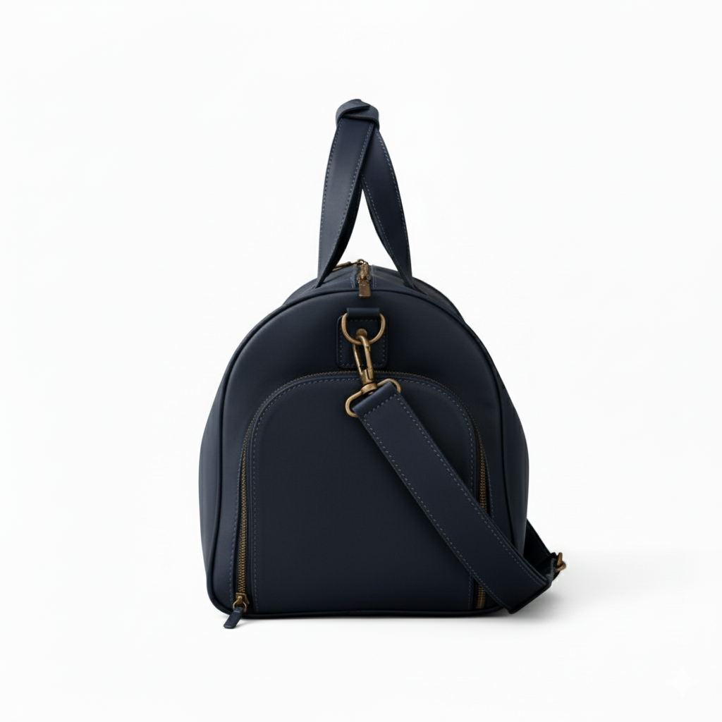Mirlzar Navy Full-Grain Leather Duffel Bag - Image 3