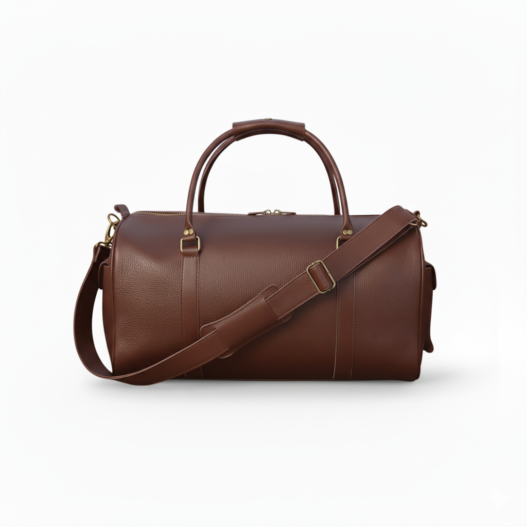 Mirlzar Softy Dark Brown Full-Grain Leather Duffel Bag - Image 2