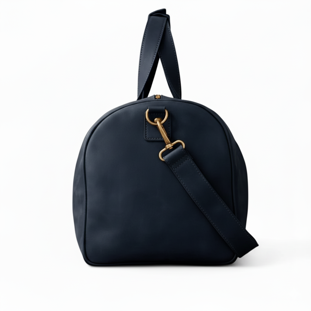 Mirlzar Navy Full-Grain Leather Duffel Bag - Image 5