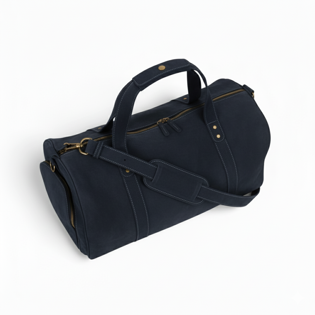 Mirlzar Navy Full-Grain Leather Duffel Bag - Image 2