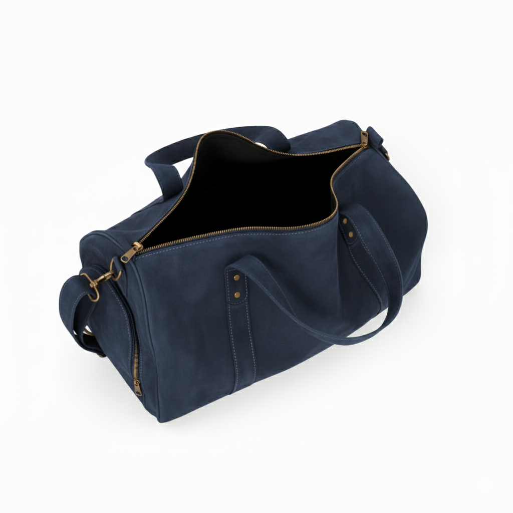 Mirlzar Navy Full-Grain Leather Duffel Bag - Image 6
