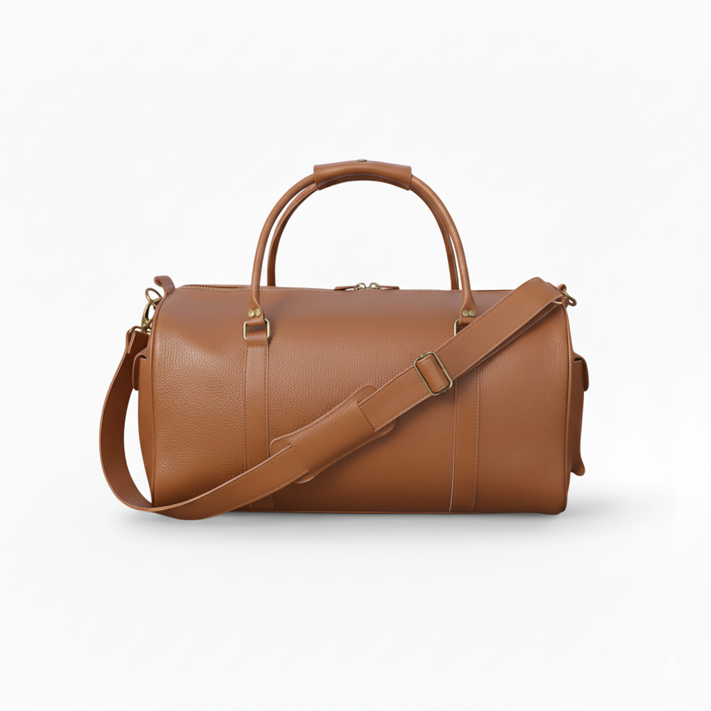 Mirlzar Softy Tan Full-Grain Leather Duffel Bag - Image 2