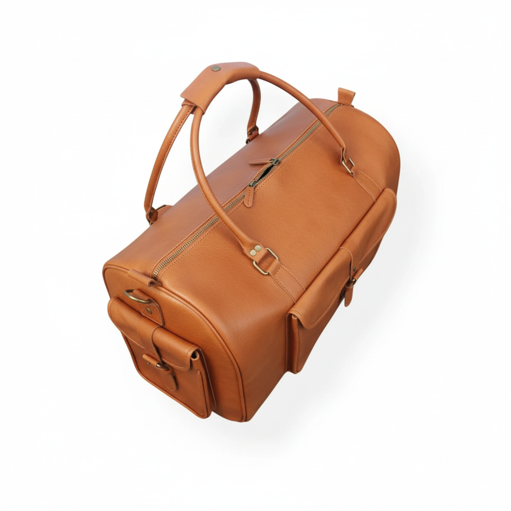 Mirlzar Softy Tan Full-Grain Leather Duffel Bag - Image 3