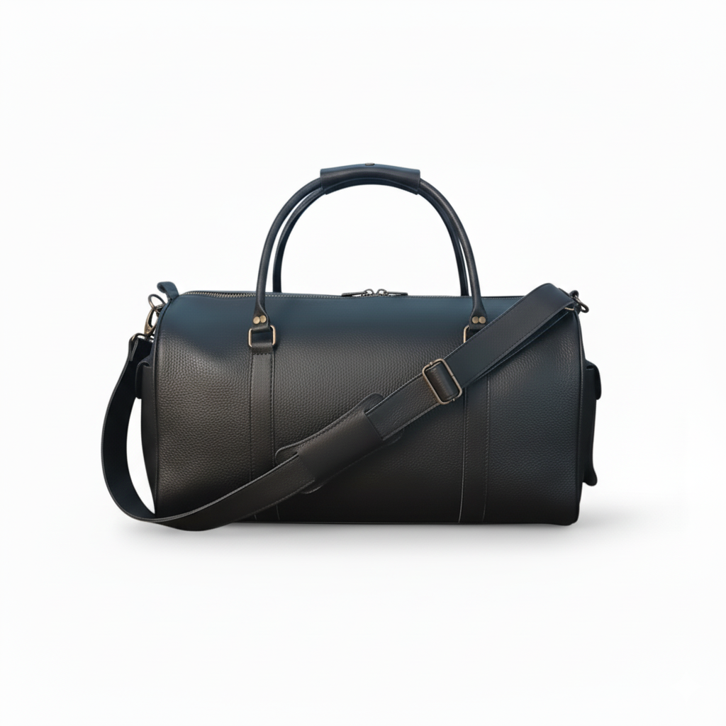 Mirlzar Softy Black Full-Grain Leather Duffel Bag - Image 2