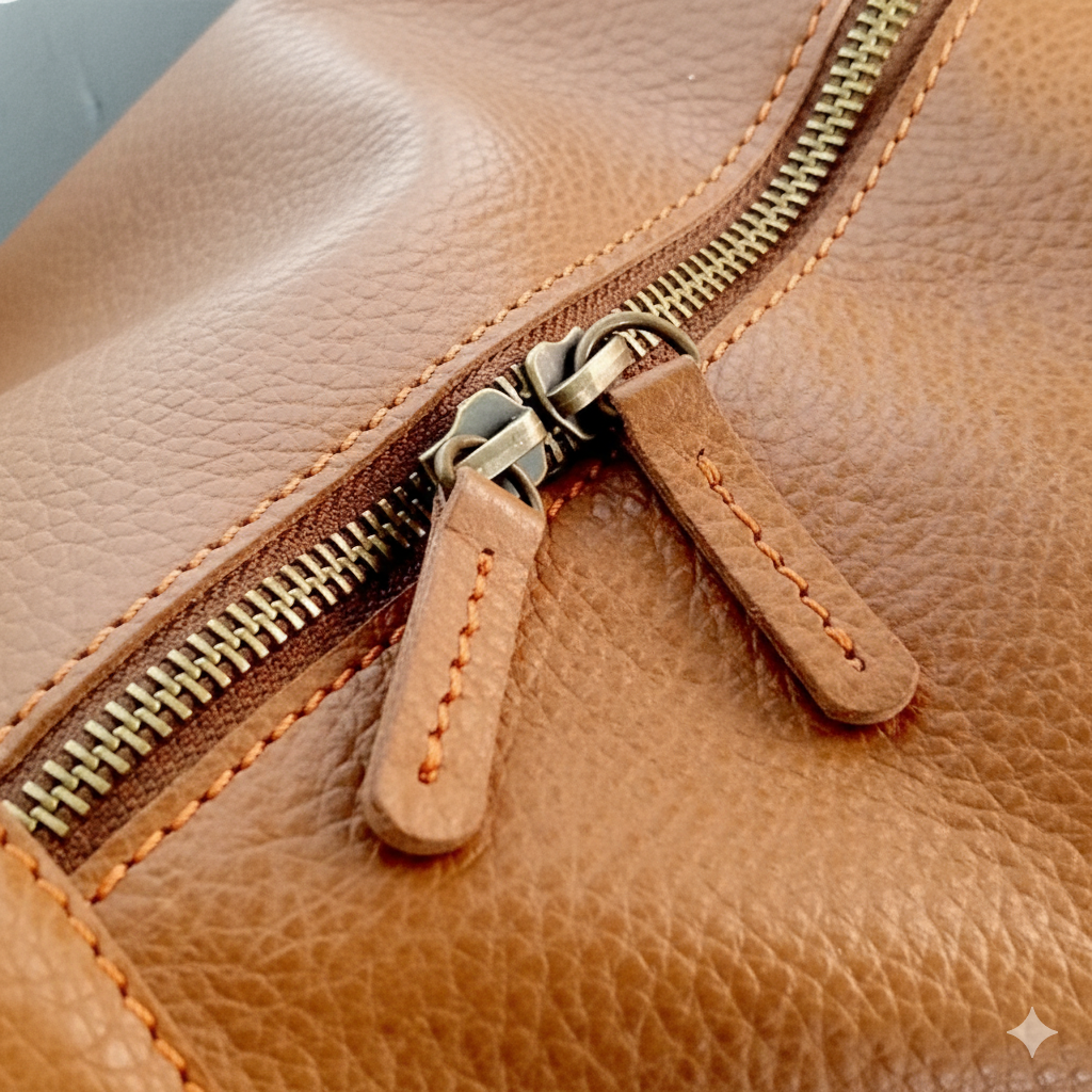 Mirlzar Softy Tan Full-Grain Leather Duffel Bag - Image 7