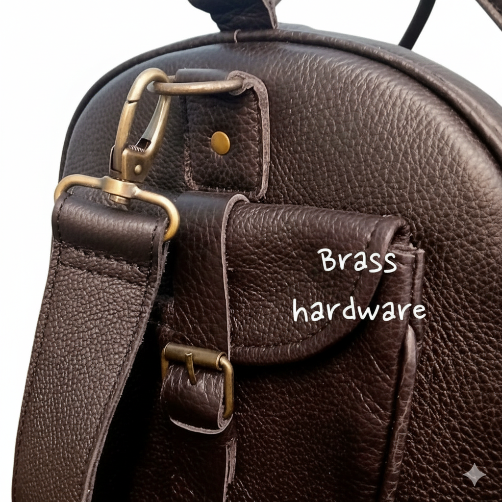 Mirlzar Softy Dark Brown Full-Grain Leather Duffel Bag - Image 4