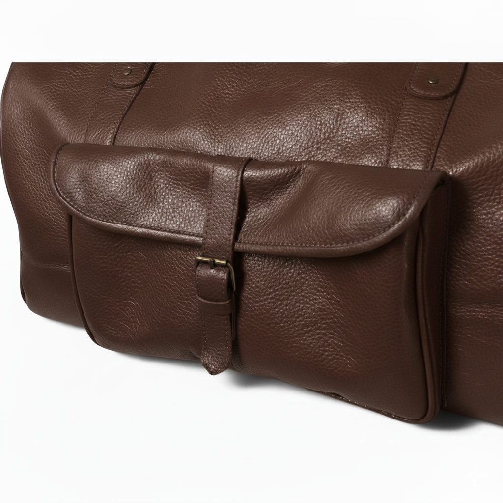 Mirlzar Softy Dark Brown Full-Grain Leather Duffel Bag - Image 5