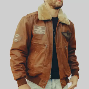 MIRLZAR Jonas Men’s Military Brown Aviator Bomber Leather Jacket – Heritage Flight Edition
