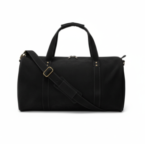 MIRLZAR Black Leather Duffel Bag with Shoe Compartment 1