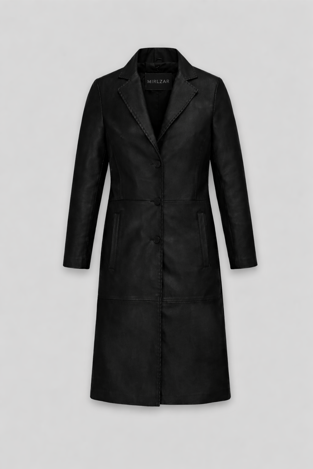 MIRLZAR Women’s Black Leather Long Coat