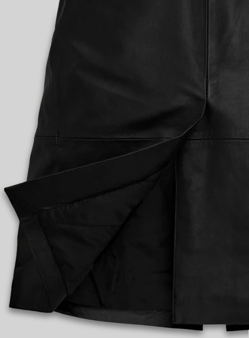 MIRLZAR Women’s Black Leather Long Coat 2
