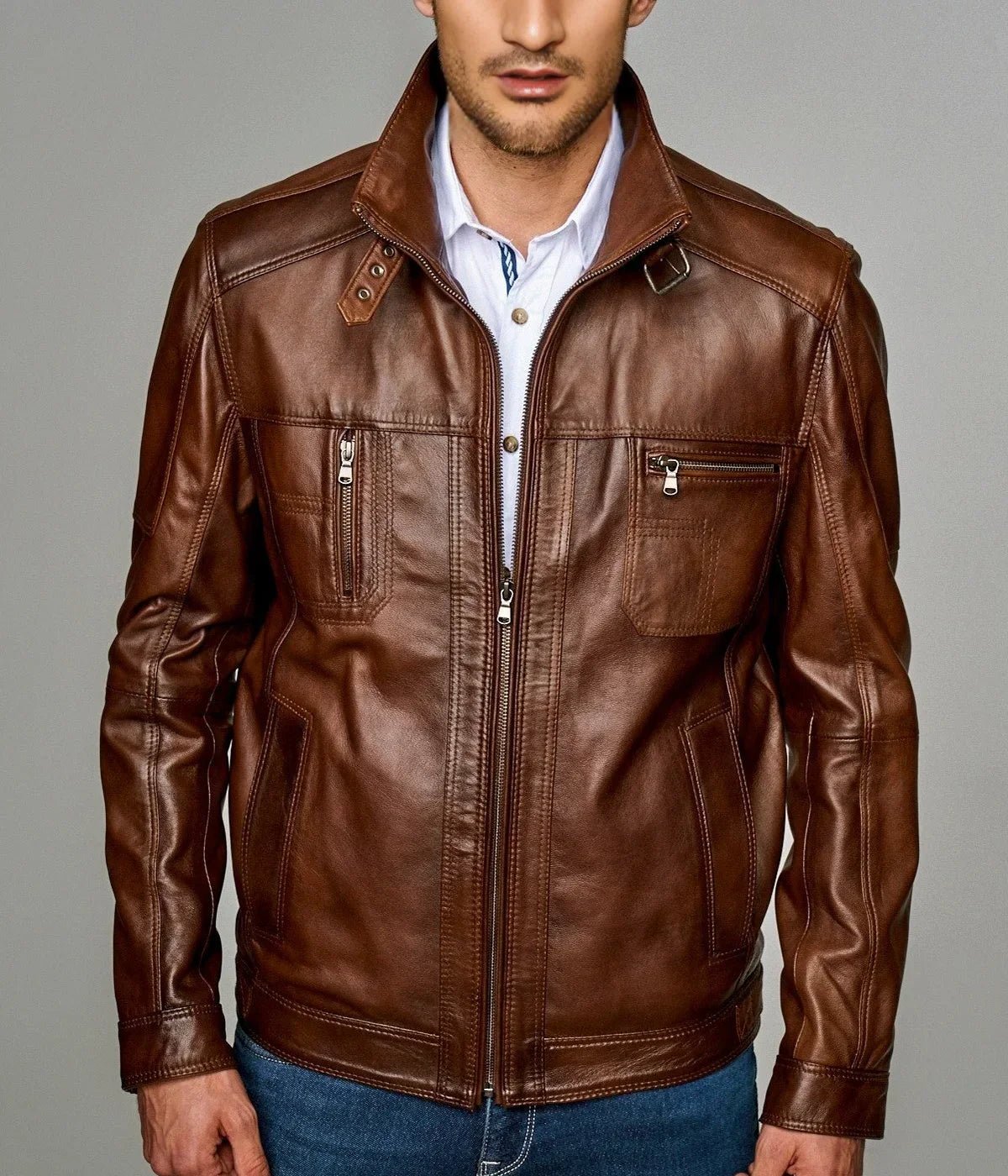 Mirlzar Maverick | Men's Brown Sheepskin Leather Jacket