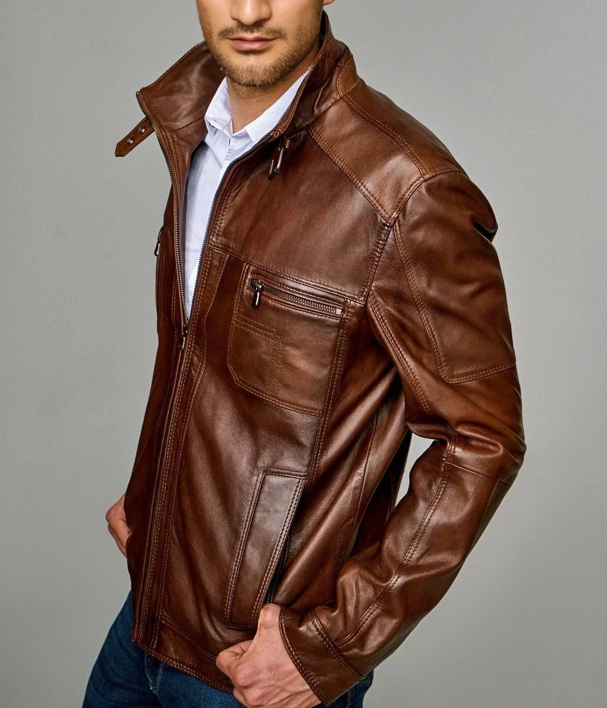Mirlzar Maverick | Men's Brown Sheepskin Leather Jacket - Image 2