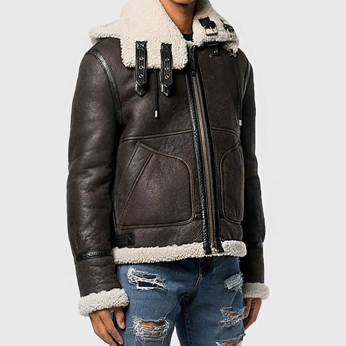 MIRLZAR Men’s Vintage Brown B-6 Bomber Leather Jacket – Heritage Aviator Edition - Image 2