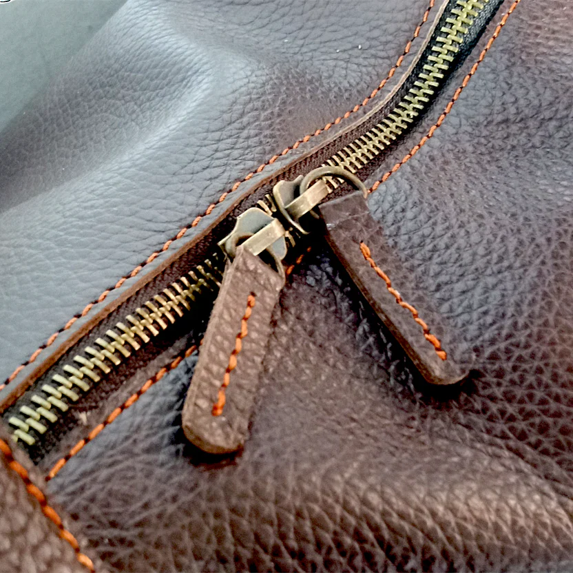 Mirlzar Softy Dark Brown Full-Grain Leather Duffel Bag - Image 6