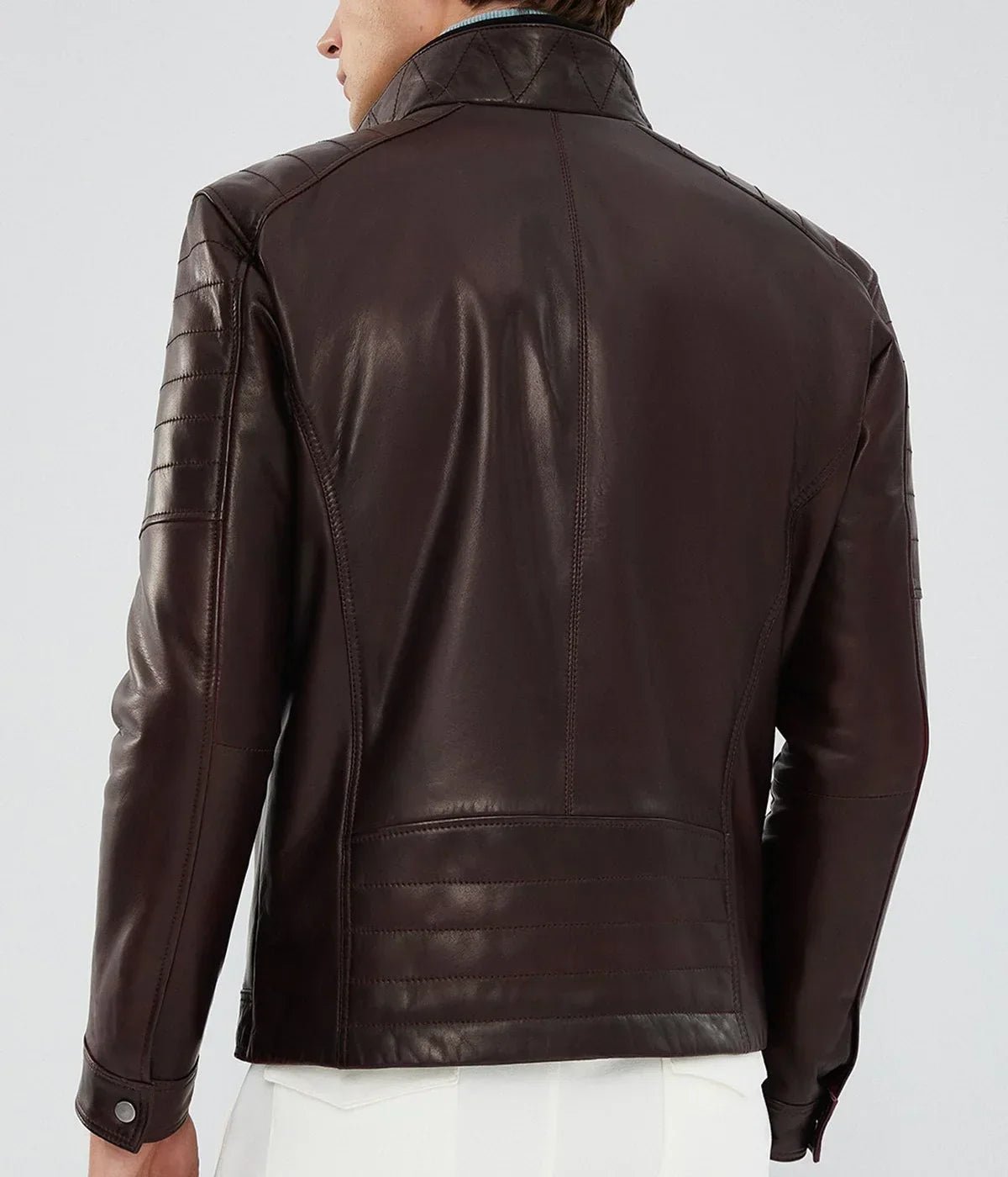 Mirlzar | Men's Claret Quilted Leather Biker Jacket - Image 3