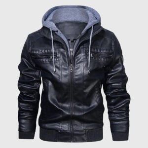 MIRLZAR Rommy Men’s Black Hooded Leather Bomber Jacket – Urban Winter Essential Edition