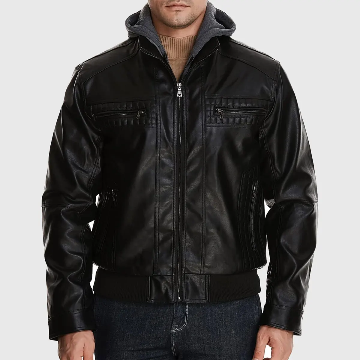 MIRLZAR Rommy Men’s Black Hooded Leather Bomber Jacket – Urban Winter Essential Edition - Image 2