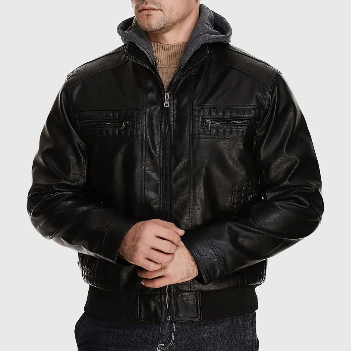 MIRLZAR Rommy Men’s Black Hooded Leather Bomber Jacket – Urban Winter Essential Edition - Image 3