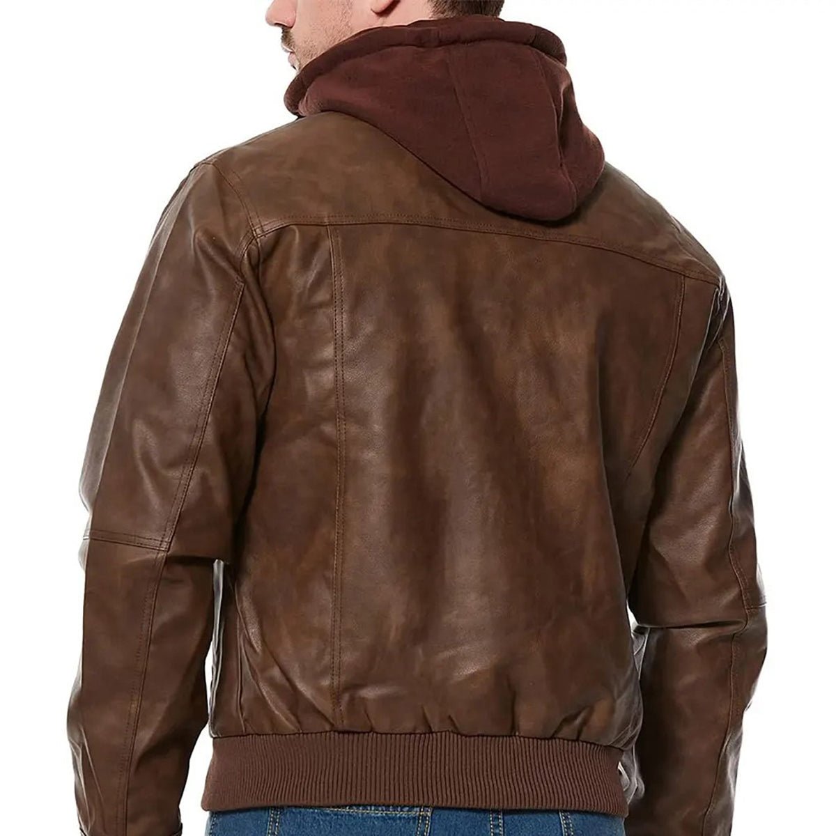 MIRLZAR Rommy Men’s Brown Hooded Leather Bomber Jacket – Classic Winter Streetwear Edition - Image 2
