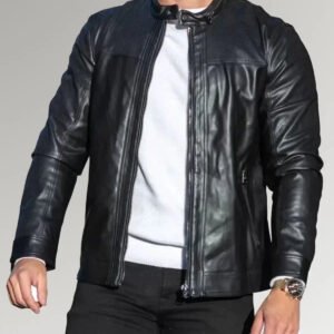 Mirlzar Rider | Men's Black Cafe Racer Leather Jacket