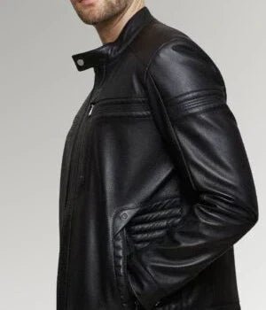 Mirlzar pard | Men's Cafe Racer Black Leather Jacket - Image 3