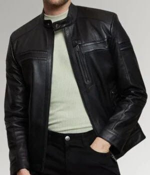Mirlzar pard | Men's Cafe Racer Black Leather Jacket