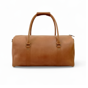 Tan Full-Grain Leather Duffel Bag with Shoe Compartment – Mirlzar 1