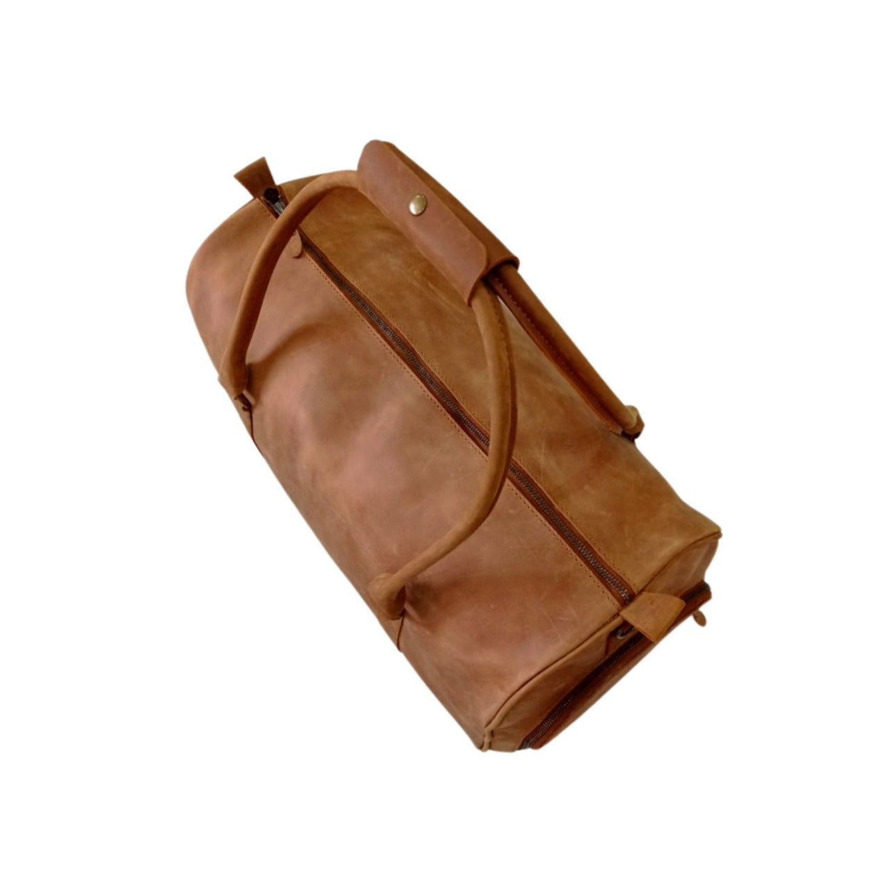 Tan Full-Grain Leather Duffel Bag with Shoe Compartment – Mirlzar 3