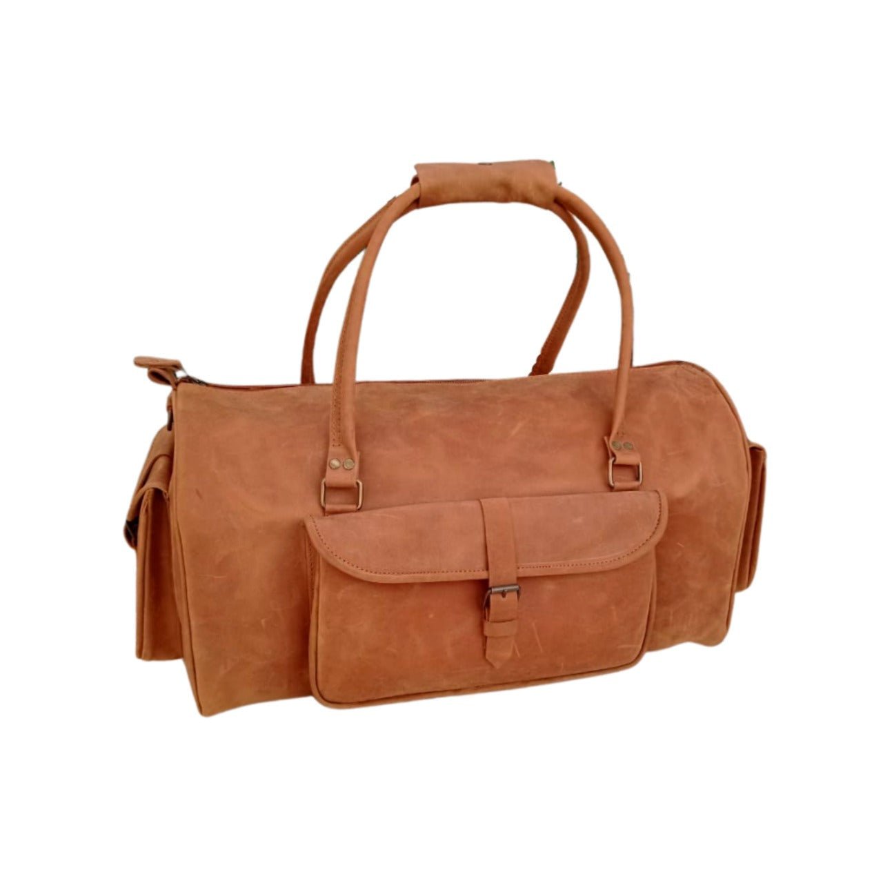 Tan Leather Travel Duffel Bag 2