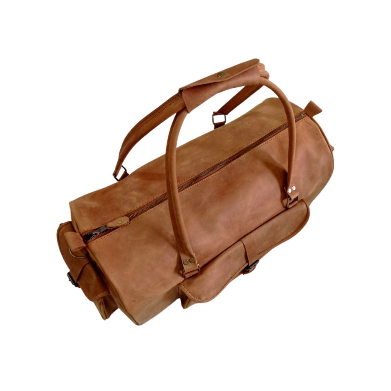 Tan Leather Travel Duffel Bag 3