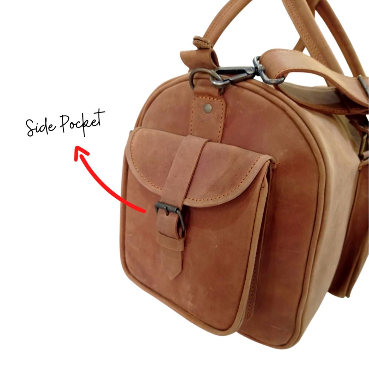 Tan Leather Travel Duffel Bag 5