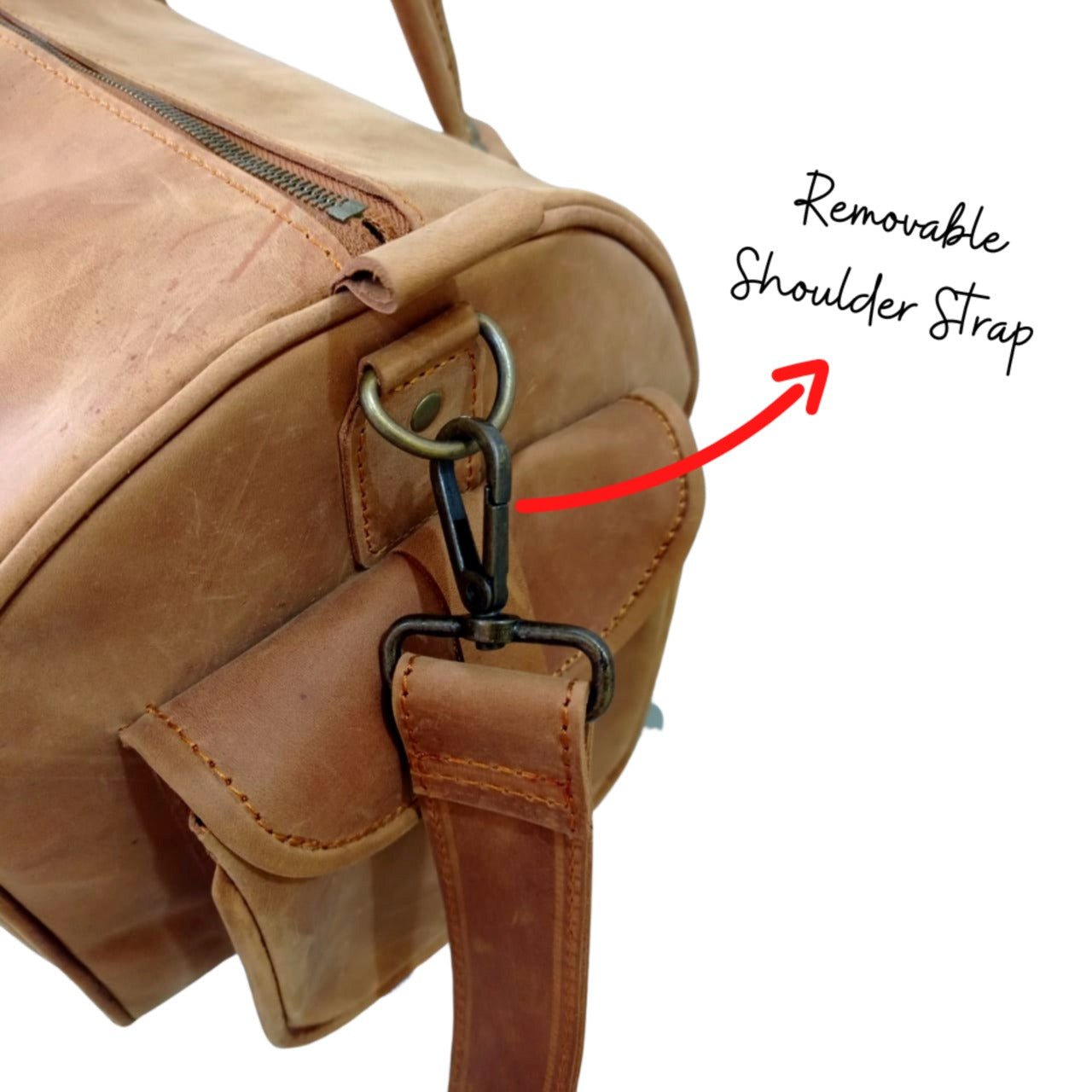 Tan Leather Travel Duffel Bag 6