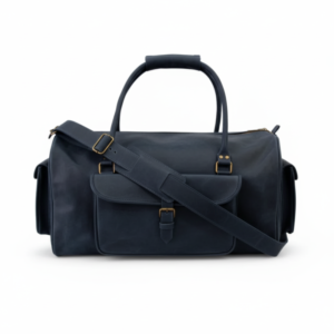 Navy Full-Grain Leather Duffel Bag – Premium Men’s Travel & Gym Holdall | Mirlzar