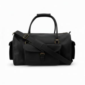 Black Full-Grain Leather Duffel Bag – Premium Men’s Travel & Gym Holdall | Mirlzar