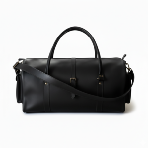 Mirlzar Premium Black Full-Grain Pull-Up Leather Duffel Bag