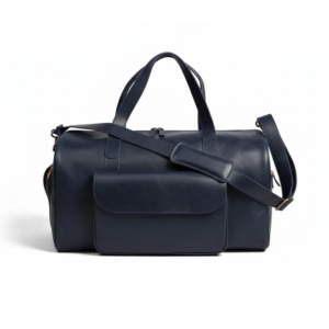 Mirlzar Premium Navy Full-Grain Pull-Up Leather Duffel Bag