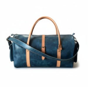 Navy Full-Grain Cow Pull-Up Leather Duffel Bag – Premium Travel Weekender | Mirlzar