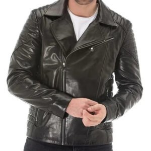 Vanguard Men’s Black Sheepskin Leather Biker Jacket | MIRLZAR