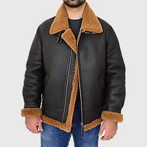 MIRLZAR Victor Men’s Black Hooded B-3 Bomber Leather Jacket – Classic Aviator Winter Edition