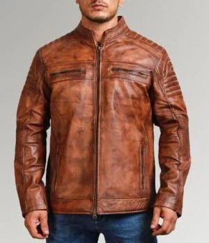 The Mirlzar Rider | Men's Sheepskin Brown Leather Jacket